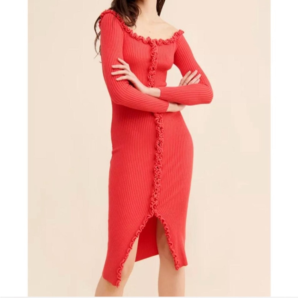 Find Me Now The Label Ruffled Knit Dress